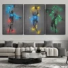 Glowing Poster Basketball Player Painting Canvas Art Neon Style Abstract Pop Wall Art Pictures Prints For Bar Home Decor - Image 3