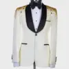Tuxedo LuxuryOne Piece Blazer Men Suits One Button Satin Wide Lapel Formal Beads Diamonds Party Wedding Groom Plus Size Tailored