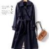 Double layer windbreaker casual Korean style mid-length spring and autumn new version British style coat over the knee coat - Image 3