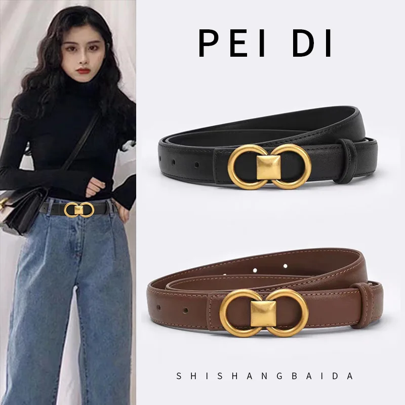 Luxury Designer Women Belt Genuine Leather Female Fashion Metal Belt Buckle Waistband 3 Colors High Quality Trend Belt Lady New
