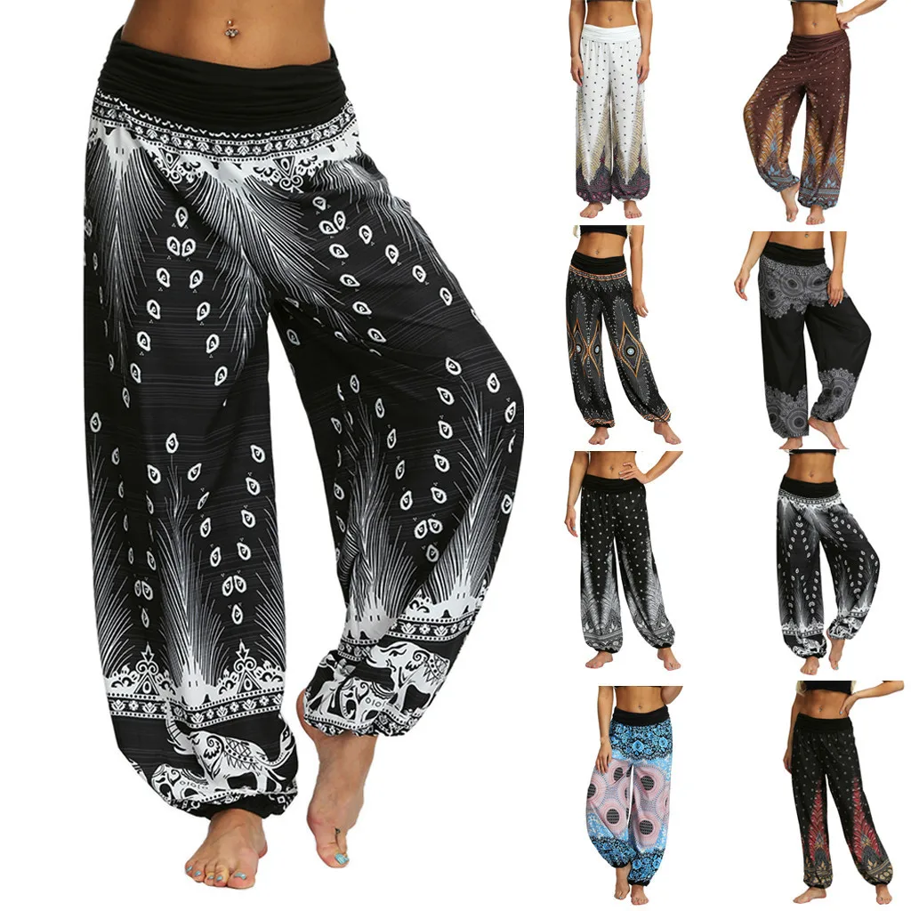 Fashion Bohemian Loose Pant Men Women Casual Hippy Trousers Baggy Aladdin Harem Pant Yoga Pants Leggings