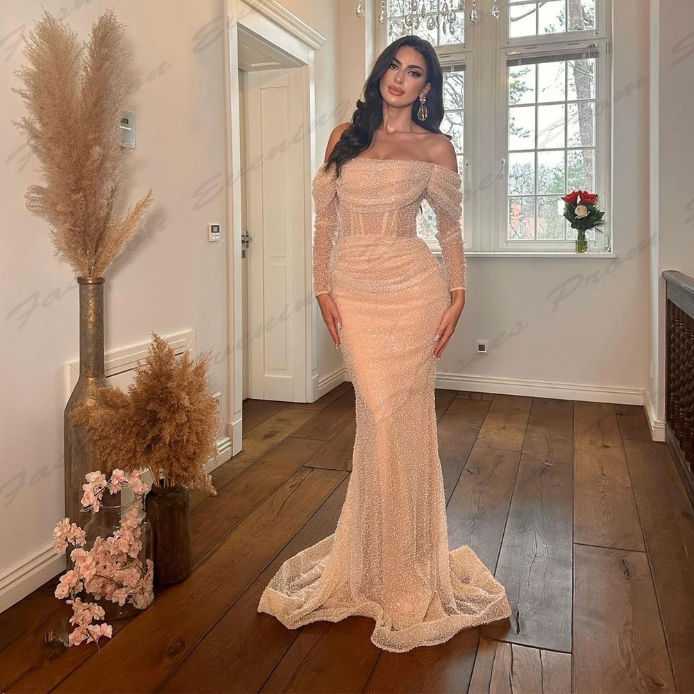 Elegant Female Beautiful Evening Dresses Fascinating Sexy Backless Mermaid Off Shoulder Simple Slimming Mopping Prom Gowns 2024