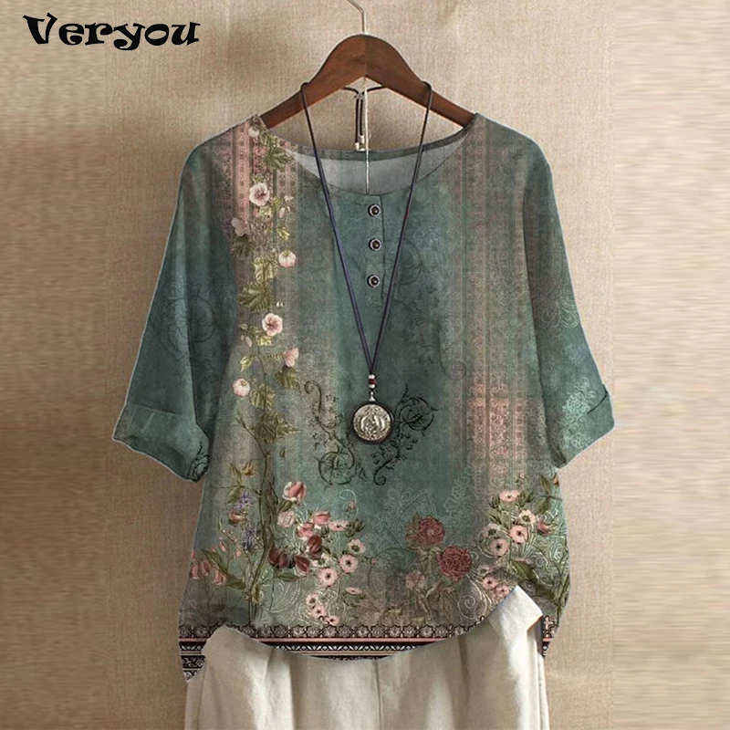 New Women's Elegant Tee Summer Graphic Print T-Shirt Women O Neck Half Sleeve Loose Tee Tops Casual Short Sleeve T Shirt 2023