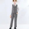 Children Luxurious Vest Shirt Pants Tie 4PCS Formal Tuxedo Dress School Boys Photograph Suit Kids Birthday Performance Costume