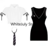 2023 Summer Vintage Knitted Suits Korean Style Sexy Bodycon Y2k Mini Dress White Blouse Fashion Suits Even Party Clothing Chic - Image 5