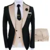 New Suit Men's 3 Piece Fit Costume Homme Shawl Lapel Blazer Tuxedo Popular Party Wedding (Blazer Vest Pants)