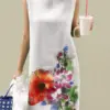 ZANZEA Summer Bohemian Sleeveless Knee-length Dress Women Floral Printed Holiday Sundress Casual Beach Tanks Vestido Robe Femme