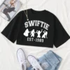 1989 Crop Tops Taylor Crop Tops Music Album Gift for Her Swift O-Neck Short Sleeves Crop Tops - Image 3