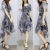 Women floral Chiffon Flower Dress 2024 trends new in Ladies Elegant V Neck short Sleeve korean style Summer Dress Female Clothes - Image 4