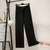 High-waist Drape Wide-leg Pants Autumn Winter Loose Knit Straight-leg Baggy Pants Korean Fashion Lace-up Casual Women Clothing - Image 2