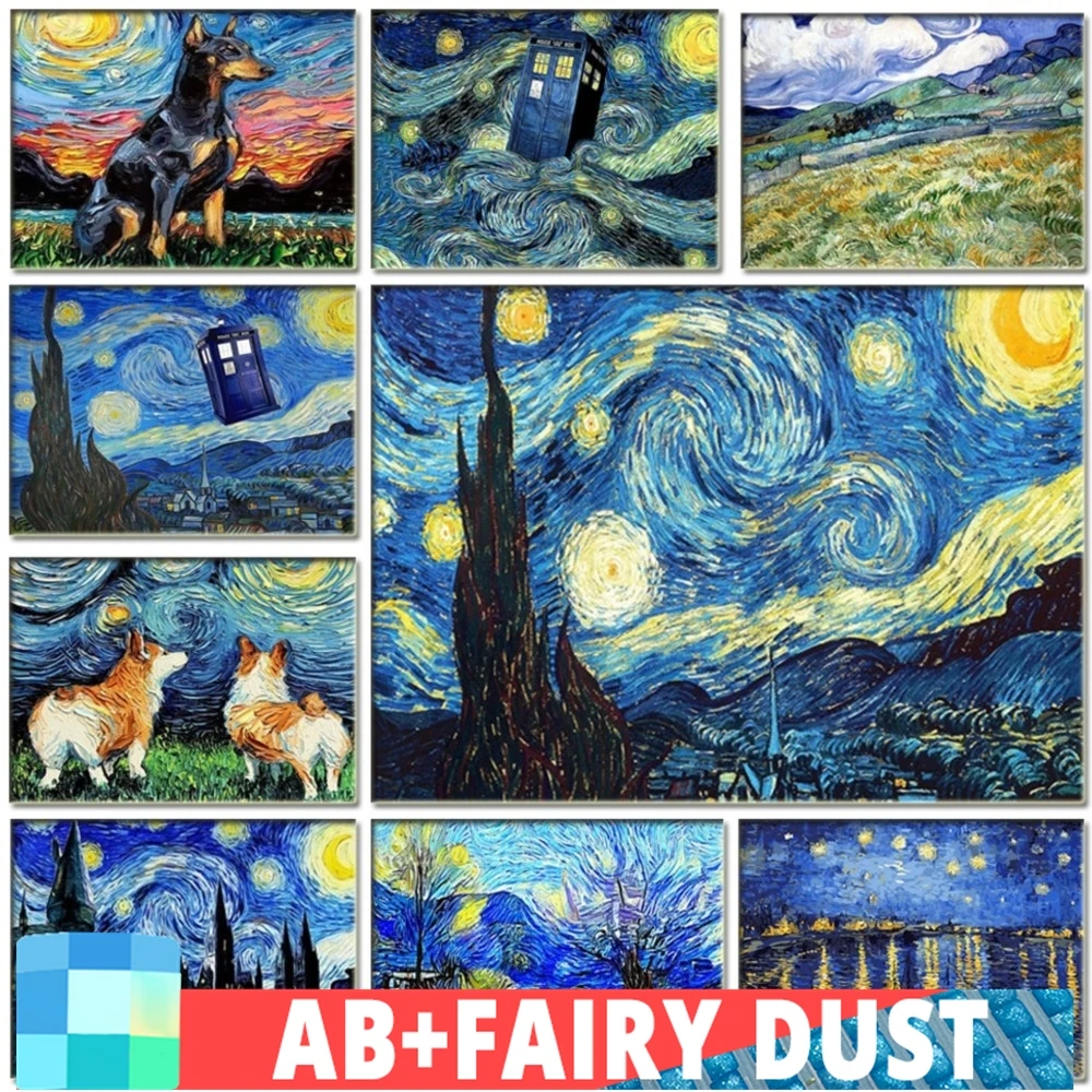 AB Fairy Dust Diamond Painting Landscape Fantasy Van Gogh Full Square 5D DIY Cross Stitch Kit Embroidery Home Decor Mosaic