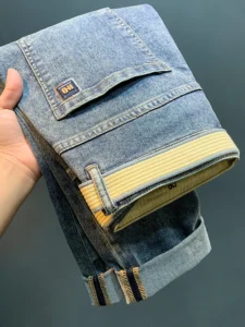 High End Light Luxury Jeans For Men New Fashion Trend Washed Slightly Loose Straight Fit Casual Cotton Blue Street Denim Pant - Image 3