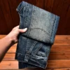 High-End Fashion Brand Men'S Jeans Blue Slim Stretch Embroidery Motorcycle Stitching Fashion Men'S Casual Straight Leg Jeans - Image 2