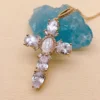 Y·YING Virgin Mary Cross Pendant Chain Necklace Mother Shell Pearl CZ - Image 4