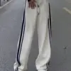 igh Waist Wide Leg Pants Casual Baggy Sweatpants Women Side Stripe Streetwear Pantalones Oversized 4xl Straight Korean Trousers
