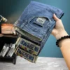 Trendy Printed Embroidered Slim Jeans Men's Summer Thin Stretch Breathable All-Match Casual Micro-Ha Stretch Small Straight-Leg - Image 4