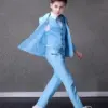 Flower Boys Blue Wedding Suit Kids Party Photograph Suit Teenager Birthday Tuxedo Dress Children Graduation Stage Show Costume