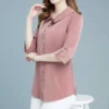 Women Clothes 2023 Summer Korean Fashion Elegant Button Up Shirt Solid Three Quarter Sleeve Tops Office Lady Slim Blouse Blusas - Image 6