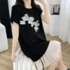 Summer New Round Neck Fashion Short Sleeve Midi Dress Women High Street Casual Loose Patchwork Dresses Elegant Pleated Vestidos - Image 2