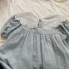 deer jonmi 2024 New Summer Baby Girls Princess Dresses Short Sleeve Korean Style Lace Collar Toddlers Kids Cotton Cute Dress - Image 4