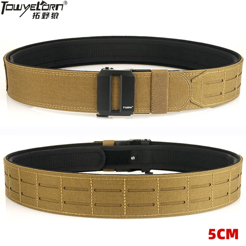 TOWYELORN Tactical 2 inch Combat Belt Quick Release Buckle MOLLE Military Hunting Airsoft Men's Belt Durable Outdoor Wargame