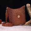 Women's Crocodile Pattern Boston Bags Top-leather Crossbody Handbags Fashion Alligator Leather Shoulder Bags for Women Satchel - Image 4