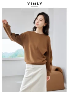 VIMLY Women's Pullover Sweatshirt 2023 Autumn O-neck Loose Lazy Style Korean Fashion Casual Long Sleeve Top Female Clothes M3253 - Image 5