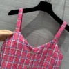 Old Money style Luxury design Pink plaid braid tweed dress with halter girly holiday skirt with chest in sweet style - Image 6