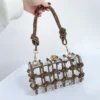 Transparent Acrylic Box Evening Clutch Bags Women New Boutique Woven Knotted Rope Rhinestone Handbags Wedding Party Prom Bag - Image 2