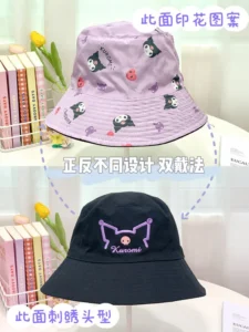 Hello Kitty Double-Sided Hat Kawaii Sanrio Cinnamoroll Anime My Melody Kuromi Cute Cartoon Girly Heart Bucket Hat Toy for Girls - Image 6