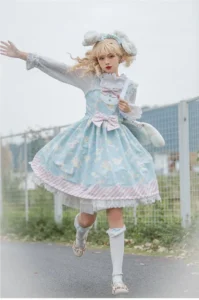 Lolita Sweet Cartoon Print Princess Dress Women Cute Bow Lace Party Strap Dresses Girly Harajuku Kawaii Y2k Mini Vestidos - Image 3