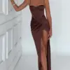 Shiyicey 2024 Spaghetti strap Simple Sweetheart Satin Sleeveless Highslit Elegant Eveninig Bridesmaid slimmer Party Prom Dresses