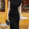 ZANZEA Fashion Party Dress Woman Sleeveless Boatneck Tank Vestidos Summer Elegant Slim Robe Female Vintage Ruffles Sundress 2023