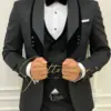 Costume Homme Mariage Formal Fashion Black Slim Fit Suits For Men 3 Piece Groom Wedding Suit Tuxedo 2022 Latest Coat Pant Design