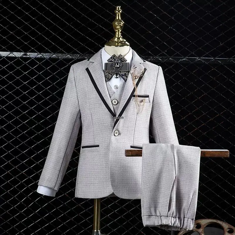 Wedding Suit For Boys Kids Luxurious Jakcet Vest Pants Birthday Suit Children Photograph Tuxedo Dress Performance Show Costume