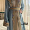 Kaftan V-neck Evening Dresses Elegant Long Sleeve A-line Bridal Dress Caftan Appliques Floor-length Gown Robe De Mariée