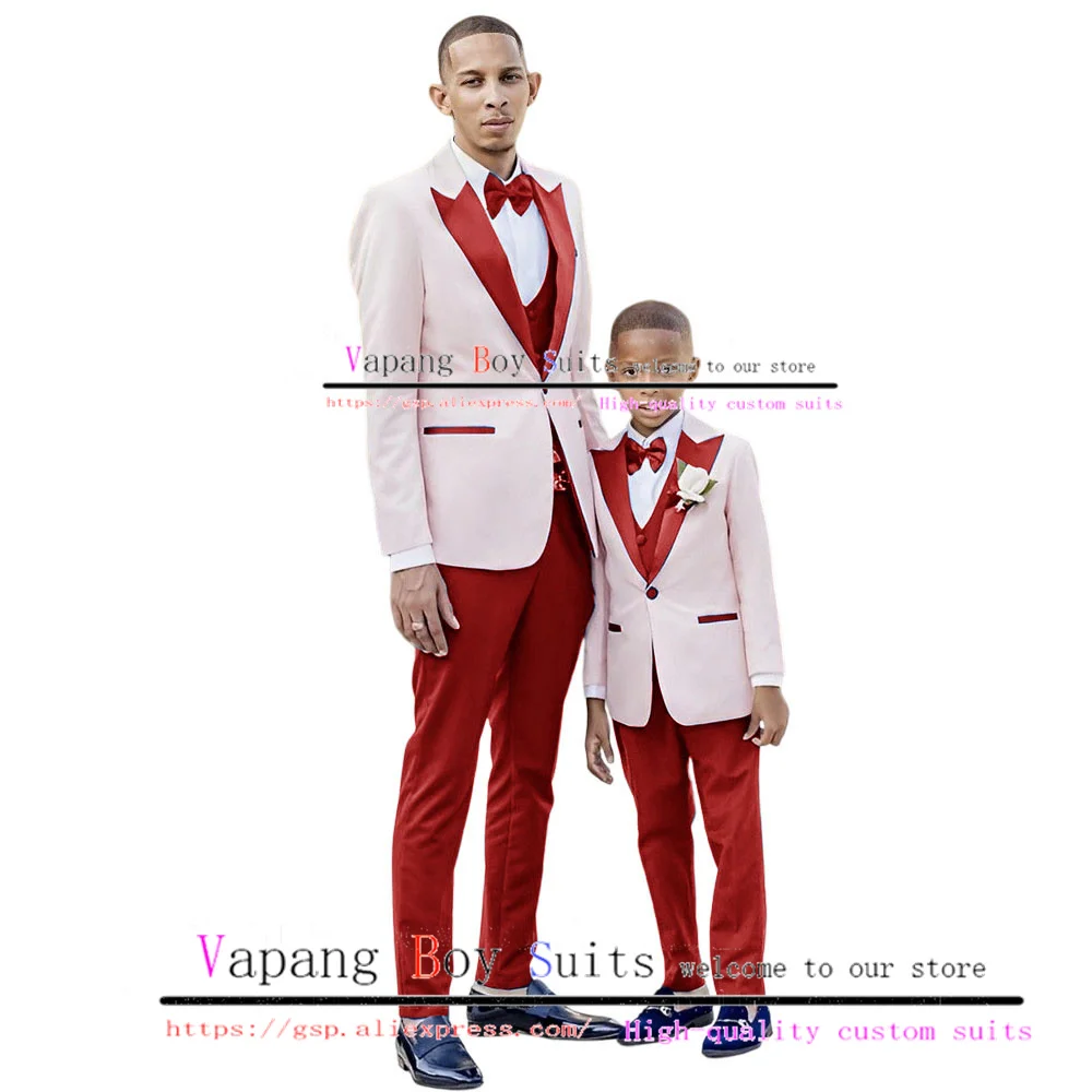Boys Suit Tuxedo for Wedding Jacket Pant Vest 3 Piece Set Pointed Lapel Blazer Kids Formal Party Dress Clothes