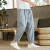 6 Colors! 2023 New Men's Casual Pants Versatile Cotton Hemp Loose Linen Pants Korean Style Trendy Pants Straight Sleeve Joggers - Image 2