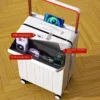 Suitcase Wide Lever Carrying Case Front Opening Computer Layer with Cup Holder USB Port Zipper Silent Swivel Wheel Luggage - Image 3