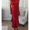Spring Evening Red Dress for Women Summer New Fashion Satin Party Dress Casual Loose Women Sleeveless Long Dress Elegant