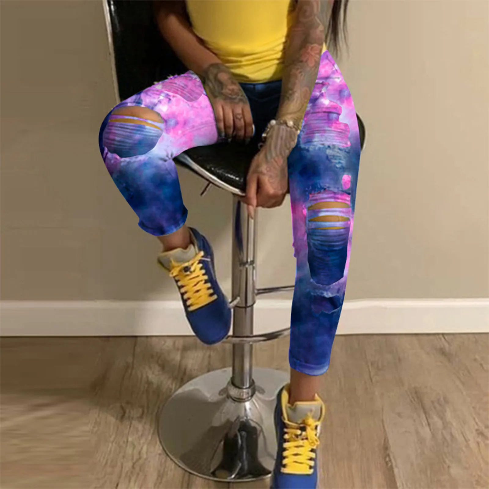 Plus Size Jeans For Women Denim Color Dye Printing Two Color Tie Dye Denim Pants Vintage Jeans For Women Teen Girl High Waisted