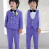 Children Purple Green Photograph Dress Gentleman Kids Birthday Suit Flower Boy Formal Wedding Party Performance Dance Tuxedo