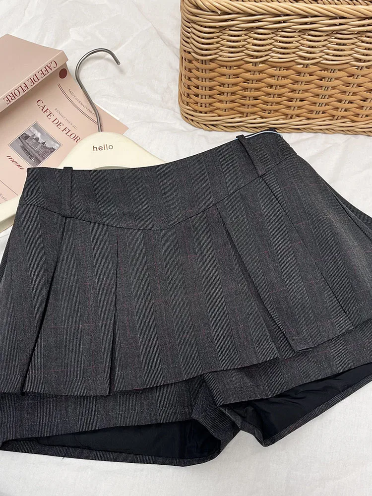 Korean Fashion A-Line Skirt Basic High Waist Classical Grey Skirt School Students Clothes Streetwear Simple 2000s Aesthetic Tide