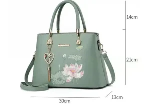 Embroidery lotus Women Crossbody Bag 2024 Thread Luxury Handbag Pu Leather Women Shoulder Bags Brand Sequined Tassel Bag - Image 2