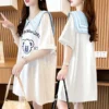 Blue Cotton Bear Print T Shirt Summer Korean Women Kawaii Loose Tops Hip Hop Oversized Ulzzang Sailor Collar Tshirt Streetwear - Image 2