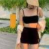 Korean Women New Two-piece Swimsuit Solid Color Bikini Sling Sexy Slimming Three Pieces Swimwear Bikinis Hot Spring Bathing Suit - Image 4