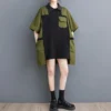 #3448 Spliced Color Shirt Dress Women Short Sleeve Loose Polo Neck Mini Dress Pockets Irregular Short Dress Ladies Korean Style - Image 5