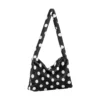 Women Plush Underarm Bags Mini Black and white dot Zipper Plush Pattern Shoulder Bags For Lady Simple Portable Daily Handbags - Image 3