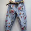 Jeans Women 2023 New Oversized Harem Pants Light Blue Loose Denim Ankle Length Pants Flower Print Casual Denim Trousers