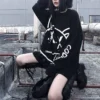 QWEEK Gothic Harajuku Graffiti Tshirt 2021 Fashion Korean Style Long Sleeve Tshirt Hip Hop Punk Streetwear Girls Mall Goth Tops - Image 4